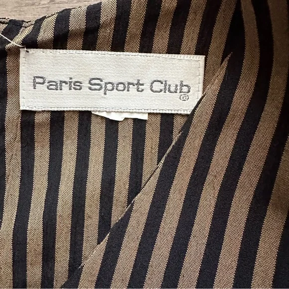 90s Paris Sport Club Black and Tan Stripe Jumpsuit - Picture 4 of 8